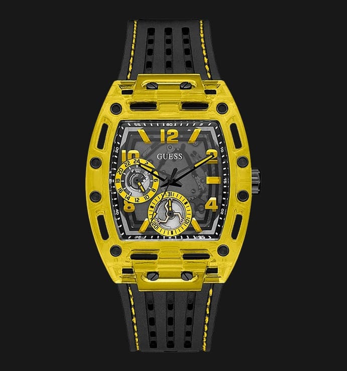 Guess Phoenix Chronograph Black Dial Black Rubber Strap Watch for Men - GW0499G2