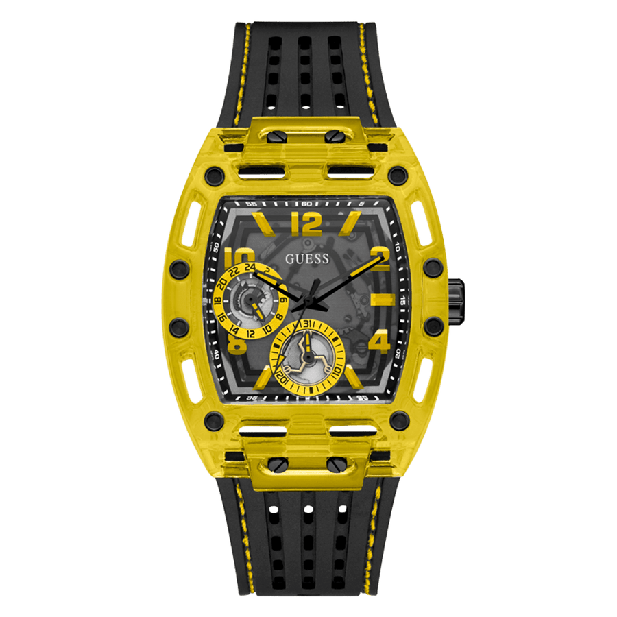 Guess Phoenix Chronograph Black Dial Black Rubber Strap Watch for Men - GW0499G2
