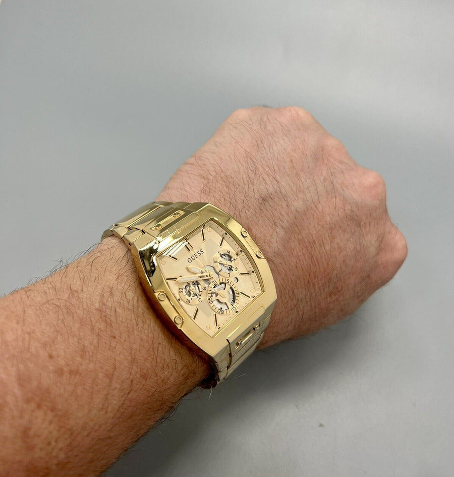 Guess Phoenix Multi Function Gold Dial Gold Steel Strap Watch for Men - GW0456G2