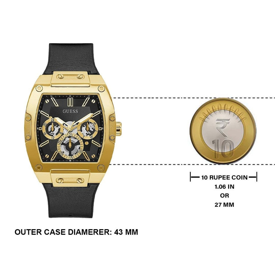 Guess Phoenix Multifunction Black Dial Black Leather Strap Watch for Men - GW0202G1