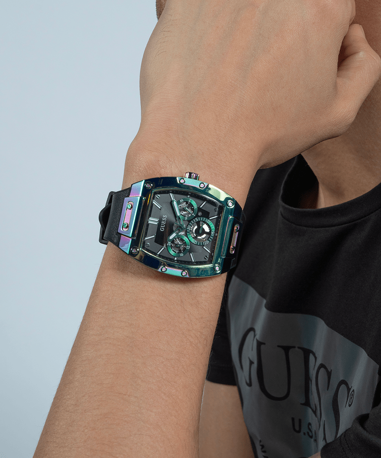Guess Phoenix Multifunction Black Dial Black Rubber Strap Watch for Men - GW0202G5