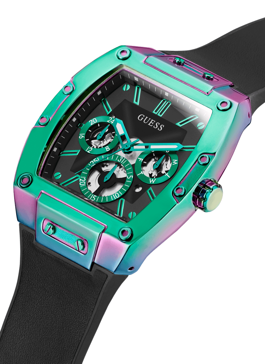 Guess Phoenix Multifunction Black Dial Black Rubber Strap Watch for Men - GW0202G5
