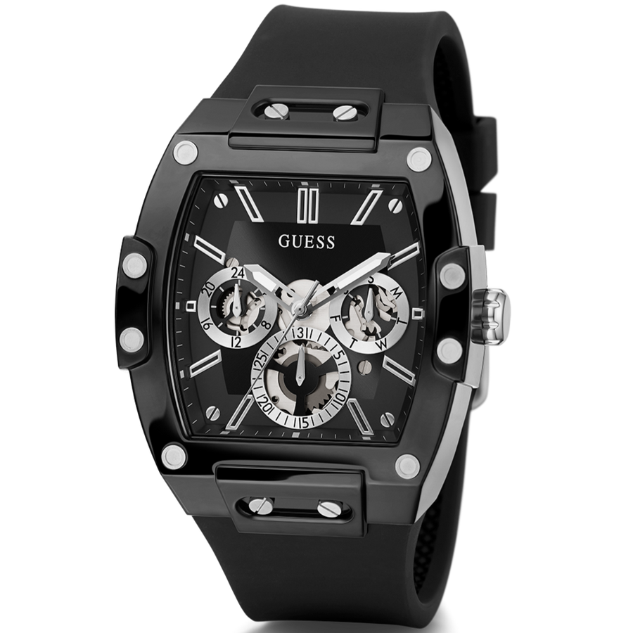 Guess Phoenix Multifunction Black Dial Black Rubber Strap Watch for Men - GW0203G3