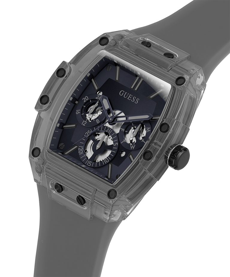 Guess Phoenix Multifunction Black Dial Grey Silicone Strap Watch For Men - GW0203G9