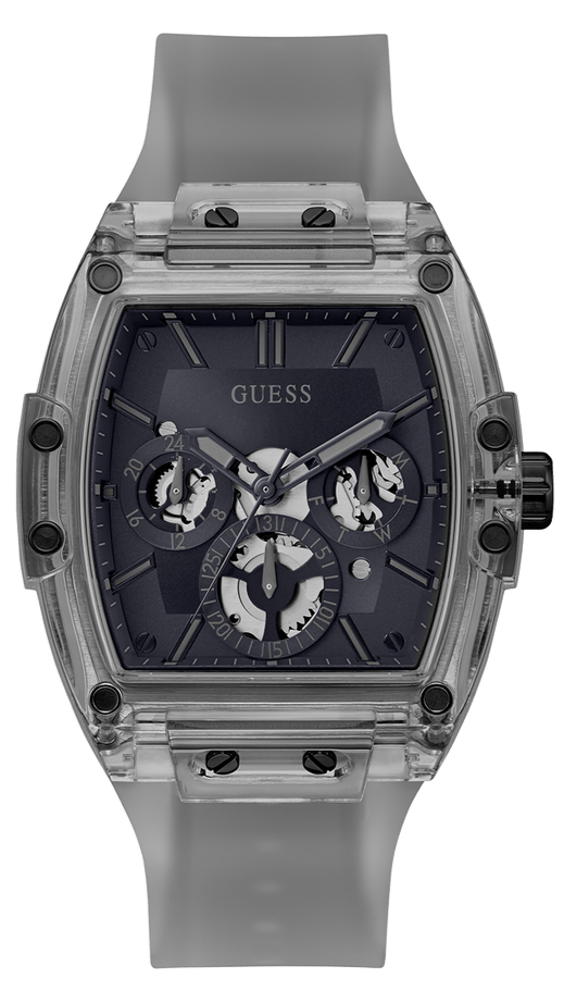 Guess Phoenix Multifunction Black Dial Grey Silicone Strap Watch For Men - GW0203G9