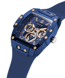 Guess Phoenix Multifunction Blue Dial Blue Rubber Strap Watch for Men - GW0203G7