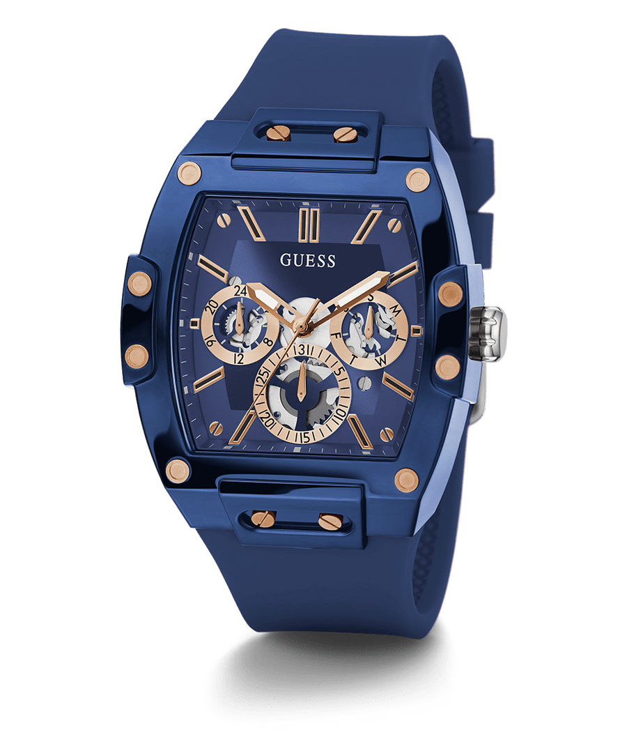 Guess Phoenix Multifunction Blue Dial Blue Rubber Strap Watch for Men - GW0203G7