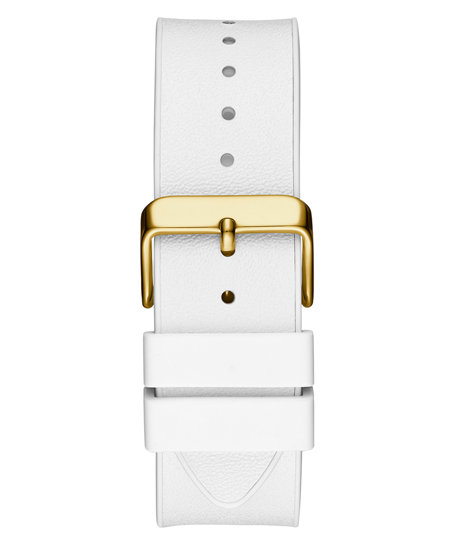 Guess Phoenix Multifunction Gold Dial White Leather Strap Watch for Men - GW0202G6