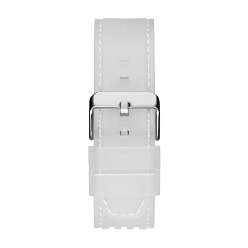 Guess Phoenix Polycarbonate Clear Multi-function Black Dial Clear Rubber Strap Watch for Men - GW0499G3