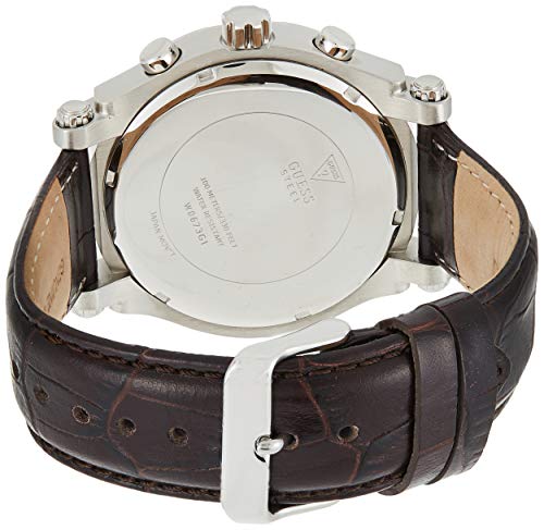 Guess Pinnacle Chronograph Quartz Blue Dial Brown Leather Strap Watch For Men - W0673G1