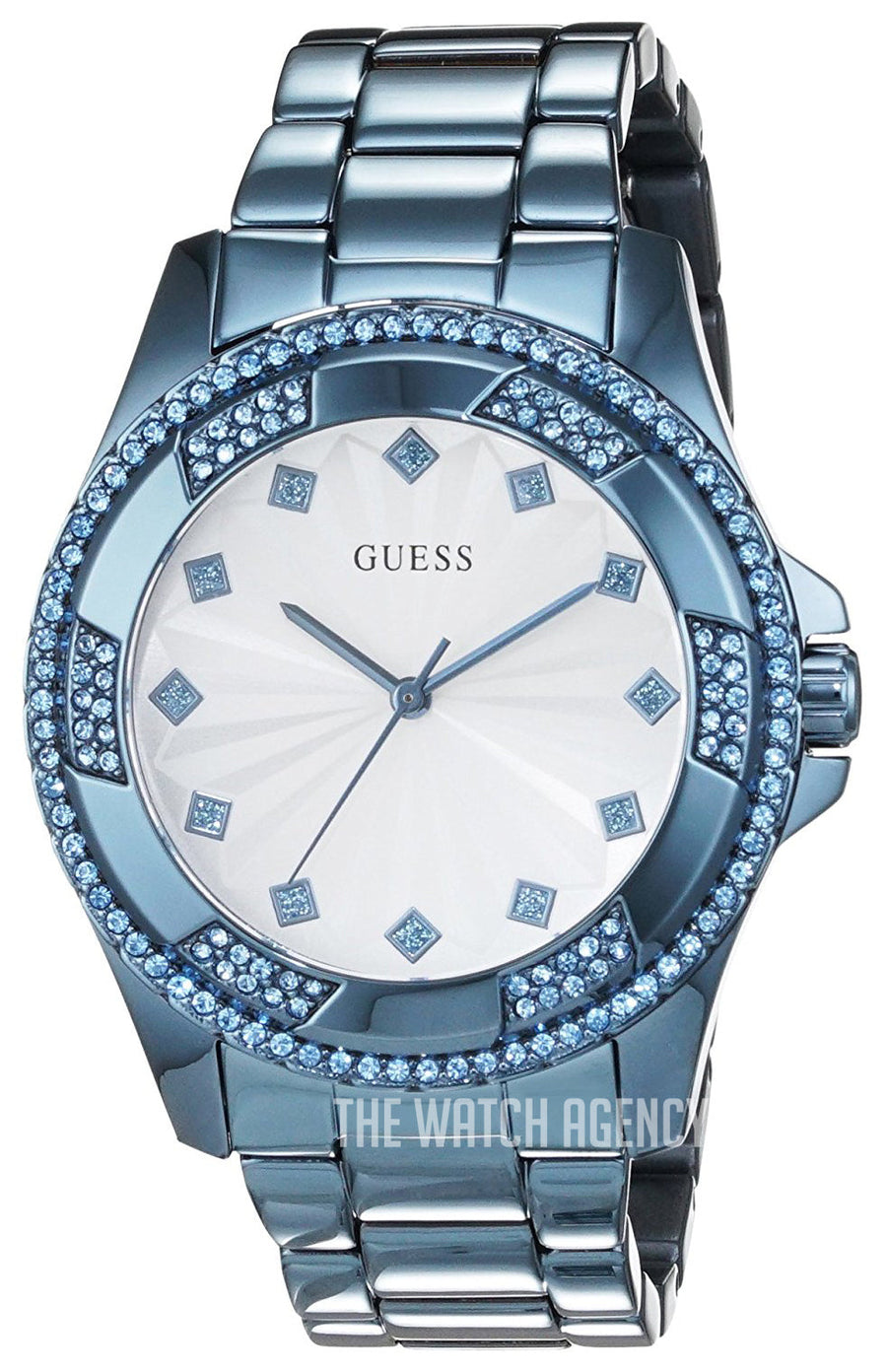 Guess Pinwheel Analog Silver Dial Blue Steel Strap Watch for Women - W0702L1