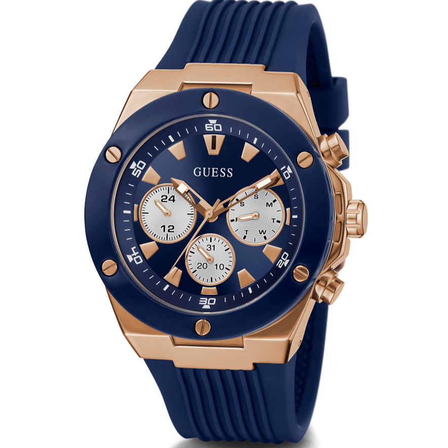Guess Poseidon Blue Dial Blue Rubber Strap Watch for Men - GW0057G2