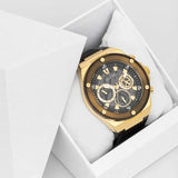 Guess Poseidon Chronograph Black Dial Black Silicone Strap Watch For Men - GW0425G1