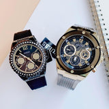 Guess Poseidon Chronograph Black Dial Black Silicone Strap Watch For Men - GW0425G1