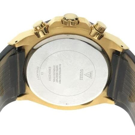 Guess Poseidon Chronograph Black Dial Black Silicone Strap Watch For Men - GW0425G1