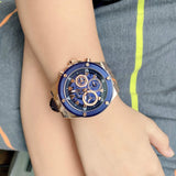 Guess Poseidon Chronograph Blue Dial Blue Silicone Strap Watch For Men - GW0425G3
