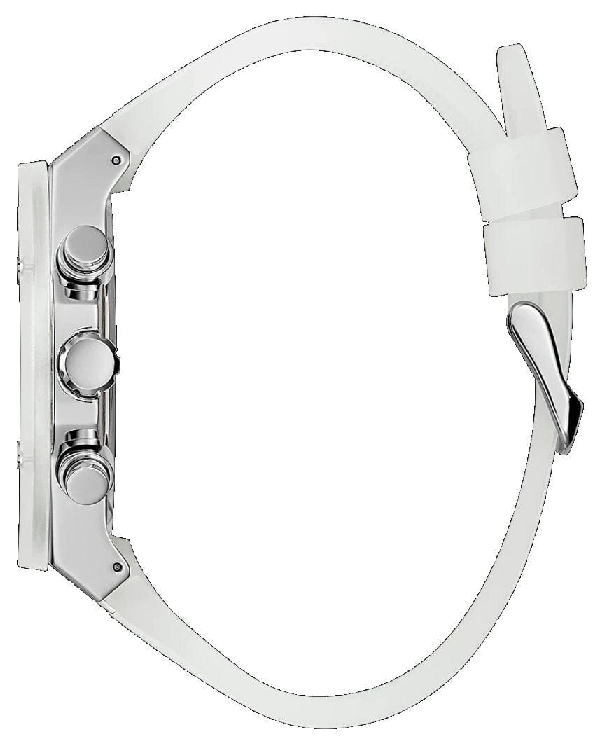 Guess Poseidon Chronograph Rainbow Dial White Silicone Strap Watch For Men - GW0425G4
