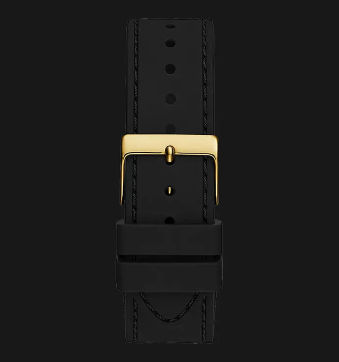 Guess Princess Crystals Gold Dial Black Silicone Strap Watch For Women - GW0439L2
