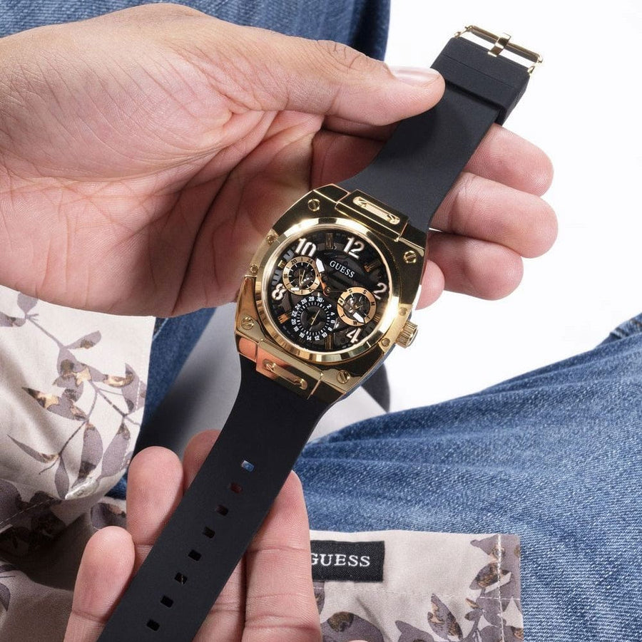 Guess Prodigy Black Dial Black Silicone Strap Watch For Men - GW0569G2