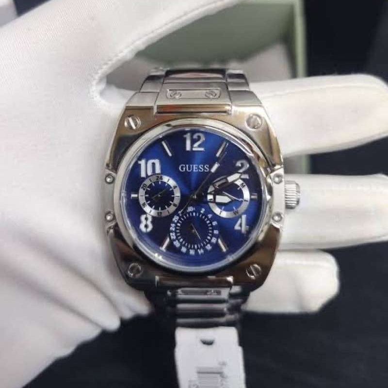 Guess Prodigy Chronograph Blue Dial Silver Steel Strap Watch For Men - GW0624G1
