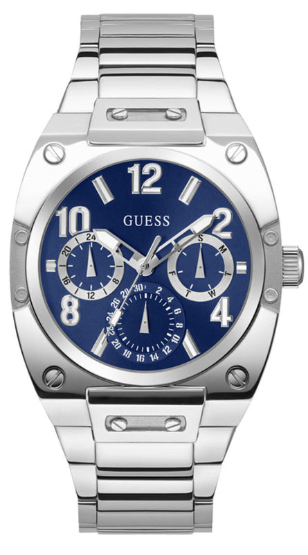 Guess Prodigy Chronograph Blue Dial Silver Steel Strap Watch For Men - GW0624G1