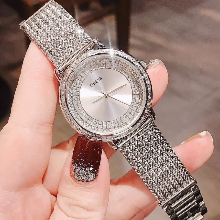 Guess Quartz Silver Dial Willow Stainless Steel Mesh Bracelet Watch For Women - W0836L2