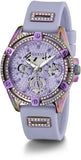 Guess Queen Quartz Purple Dial Purple Silicone Strap Watch For Women - GW0536L4