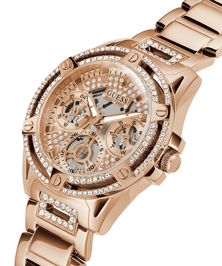 Guess Queen Multifunction Rose Gold Dial Rose Gold Steel Strap Watch For Women - GW0464L3