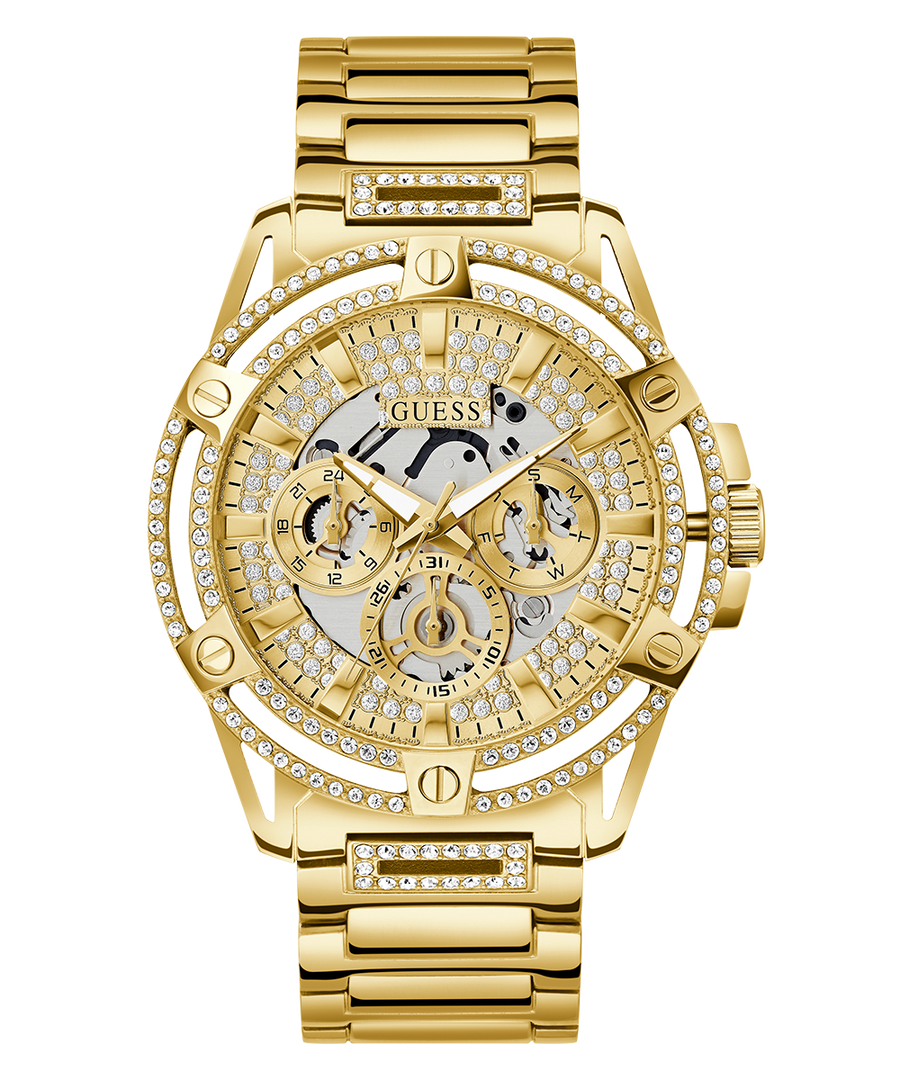 Guess Queen Quartz Gold Dial Gold Steel Strap Watch For Men - GW0497G2