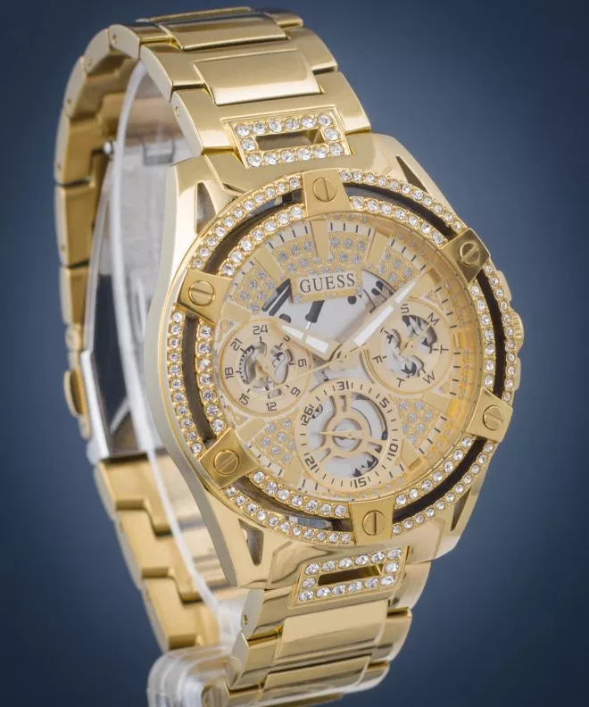 Guess Queen Quartz Gold Dial Gold Steel Strap Watch For Women - GW0464L2
