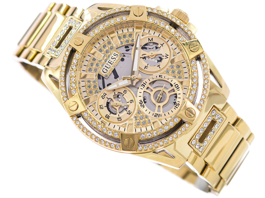 Guess Queen Quartz Gold Dial Gold Steel Strap Watch For Women - GW0464L2