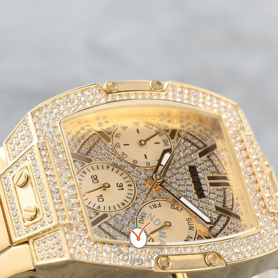 Guess Raven Diamonds Gold Dial Gold Steel Strap Watch for Women - GW0104L2
