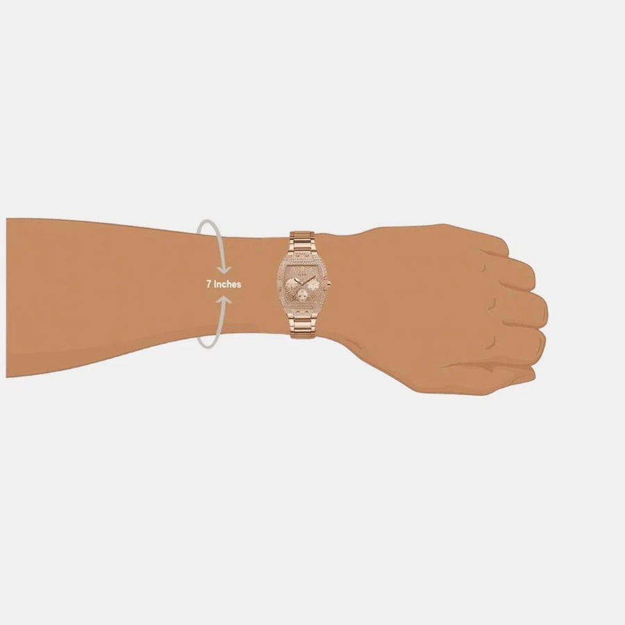 Guess Raven Diamonds Rose Gold Dial Rose Gold Steel Strap Watch for Women - GW0104L3