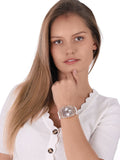 Guess Raven Diamonds Rose Gold Dial White Silicone Strap Watch for Women - GW0105L3