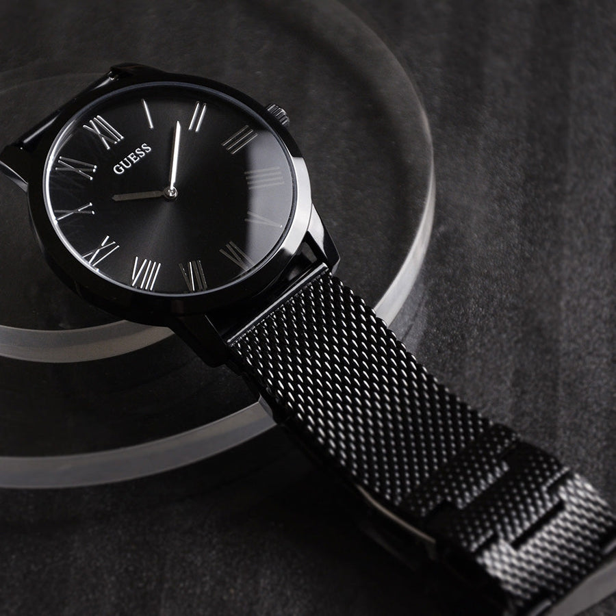 Guess Richmond Black Dial Black Mesh Bracelet Watch for Men - W1263G3