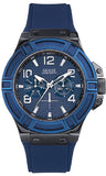 Guess Rigor Analog Blue Dial Blue Rubber Strap Watch For Men - W0248G5