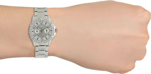 Guess Sassy Multifunction Quartz Silver Dial Silver Steel Strap Watch For Women - W0705L1