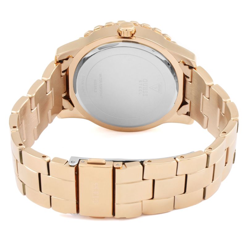 Guess Sassy Quartz White Dial Rose Gold Steel Strap Watch For Women - W0705L3