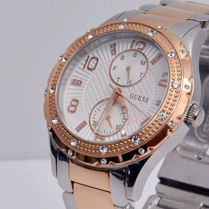 Guess Siren White Dial Two Tone Steel Strap Watch for Women - W0442L4