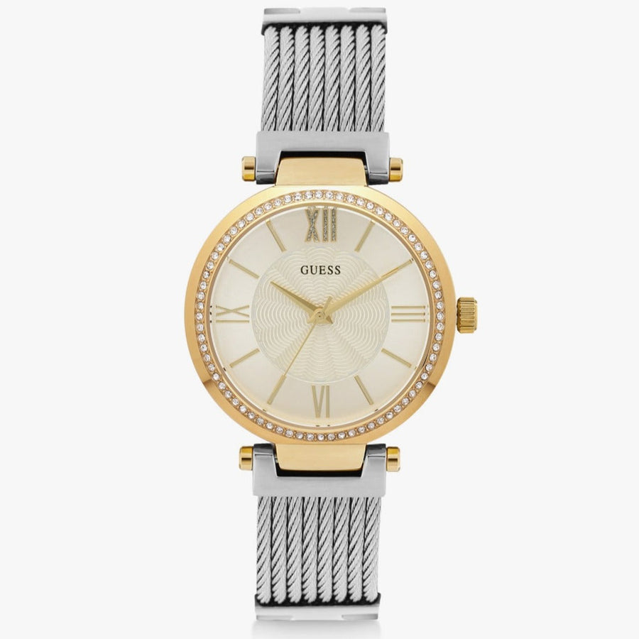 Guess Soho Diamonds Silver Dial Silver Mesh Bracelet Watch for Women - W0638L7