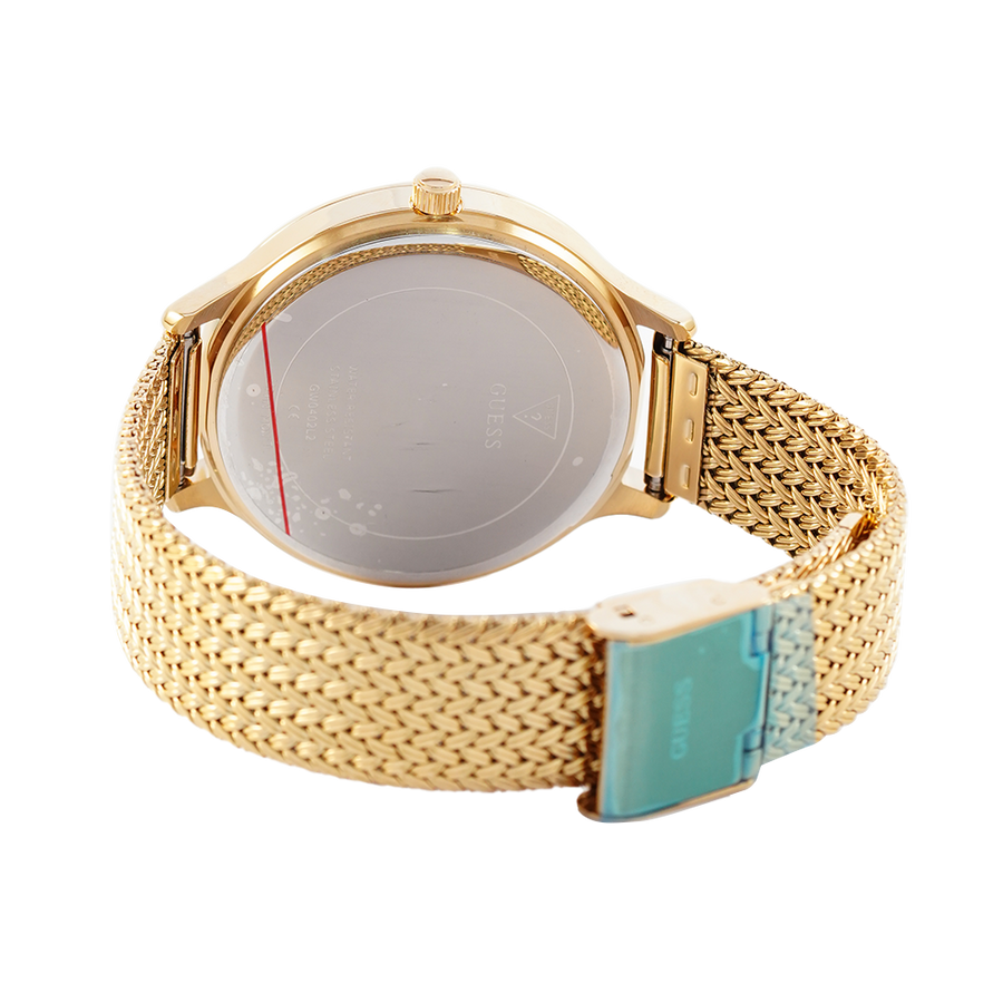 Guess Soiree Diamonds Gold Dial Gold Mesh Bracelet Watch for Women - GW0402L2