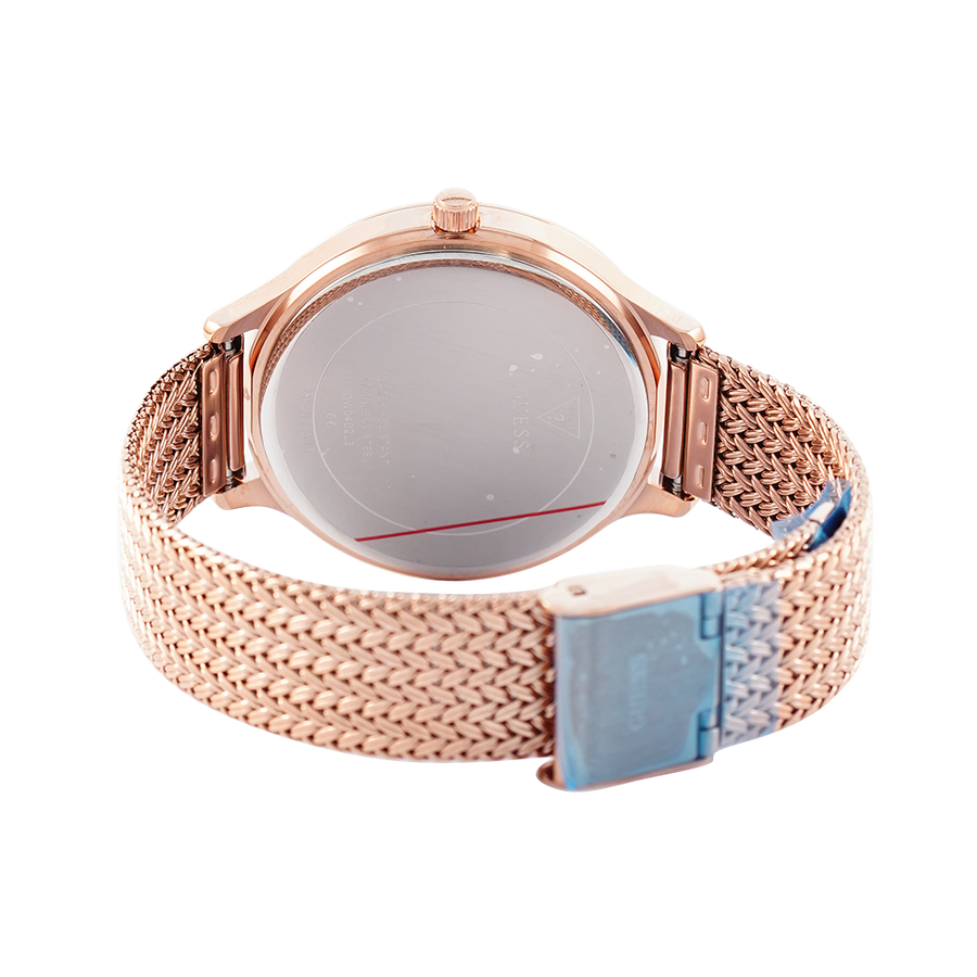 Guess Soiree Diamonds Rose Gold Dial Rose Gold Mesh Bracelet Watch for Women - GW0402L3