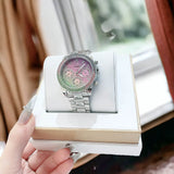 Guess Sol Chronograph Crystals Multicolor Dial Silver Steel Strap Watch For Women - GW0483L1