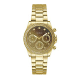Guess Sol Chronograph Gold Dial Gold Steel Strap Watch For Women - GW0483L2