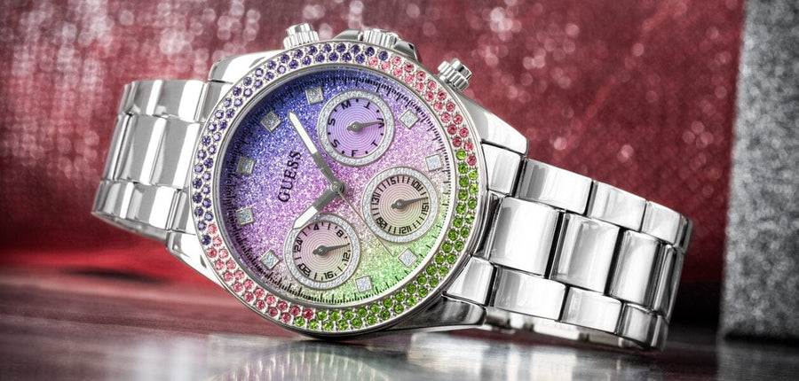 Guess Watch with rainbow bezel and face