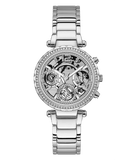 Guess Solstice Diamonds Silver Dial Silver Steel Strap Watch for Women - GW0403L1