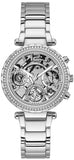 Guess Solstice Diamonds Silver Dial Silver Steel Strap Watch for Women - GW0403L1