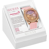 Guess Sparkling Chronograph Crystals Pink Dial Pink Silicone Strap Watch For Women - GW0032L4