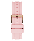 Guess Sparkling Chronograph Crystals Pink Dial Pink Silicone Strap Watch For Women - GW0032L4