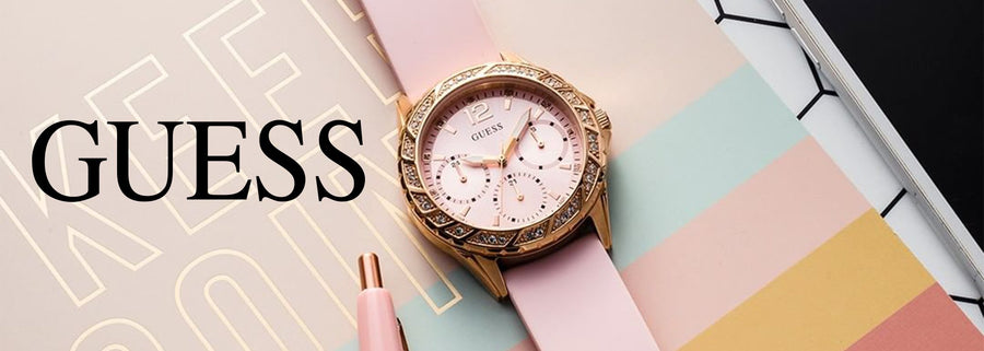 Guess Sparkling Diamonds Pink Dial Pink Rubber Strap Watch for Women - W0032L9